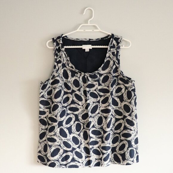 Ann Taylor LOFT Women's Blue Sz Lrg Silk Lined Sleeveless Scoop Neck Tank Top - Picture 1 of 8